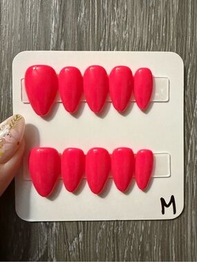 Neon Pink Short Almond Press-On Nail Set
